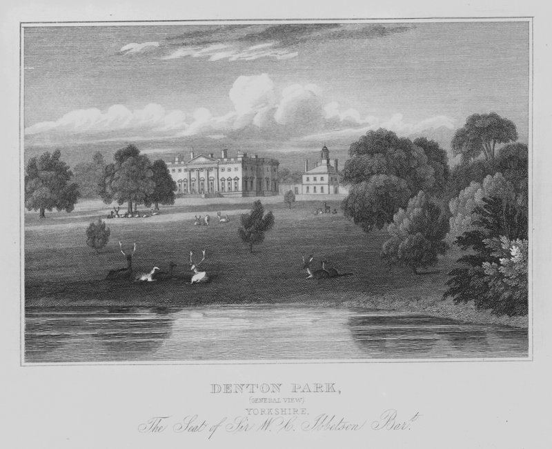 Denton Park, Widok ogólny, Yorkshire, Siedziba sir WC Ibbetsona, Baronet (grafika) autorstwa English School