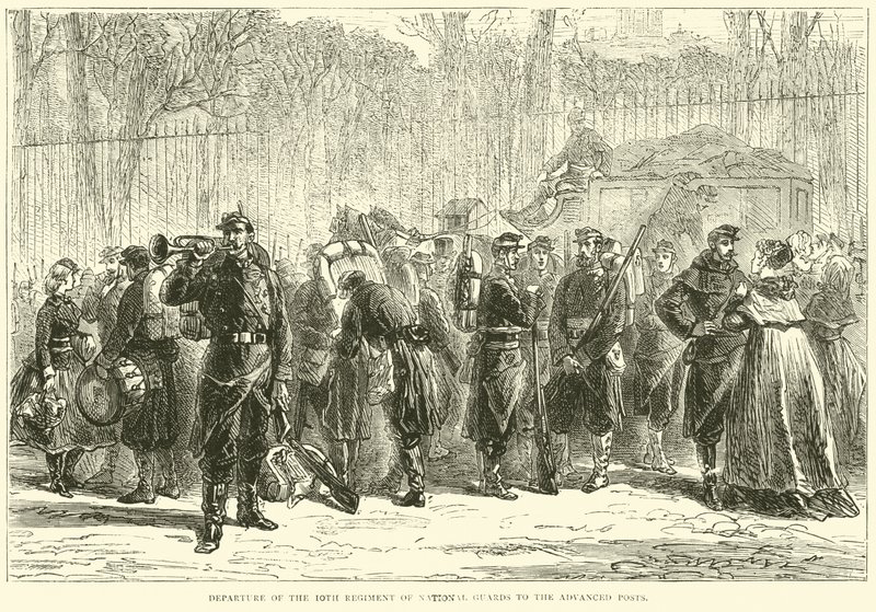 Wyjazd 10. Pułku Gwardii Narodowej na wysunięte posterunki, październik 1870 r. autorstwa English School