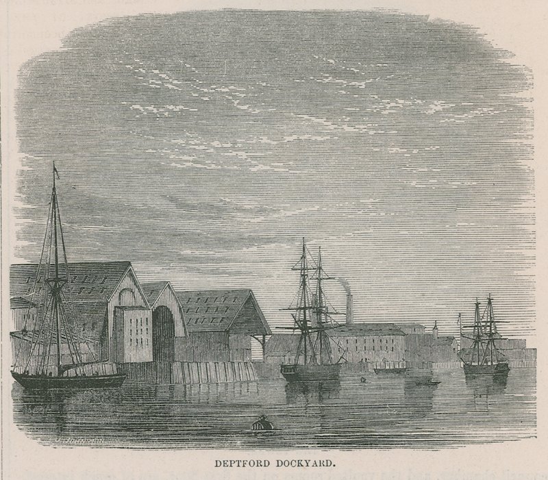 Stocznia w Deptford autorstwa English School