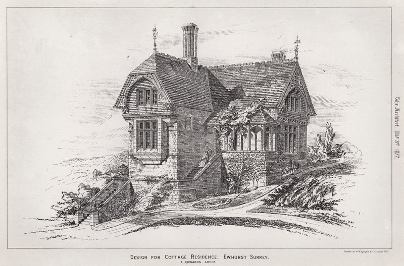 Projekt dla Cottage Residence, Ewhurst, Surrey (grawerowanie) autorstwa English School