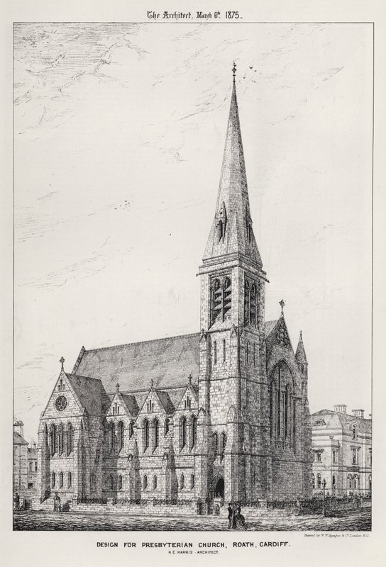 Projekt dla Presbyterian Church, Roath, Cardiff (grawerowanie) autorstwa English School