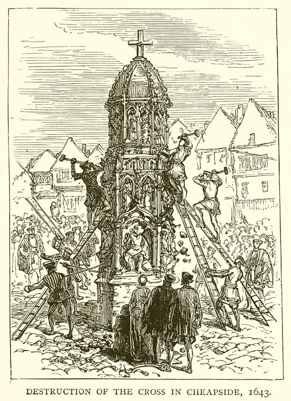 Zniszczenie krzyża w Cheapside, 1643 autorstwa English School