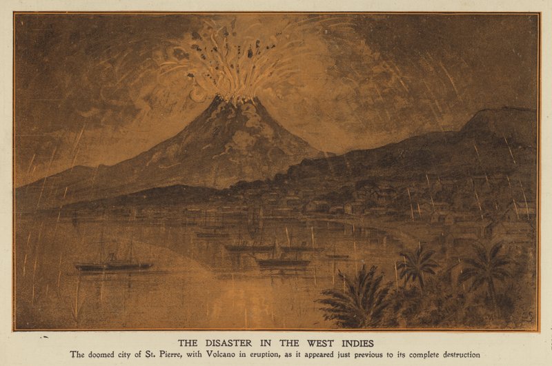 Katastrofalna erupcja Mount Pelee na Martynice autorstwa English School