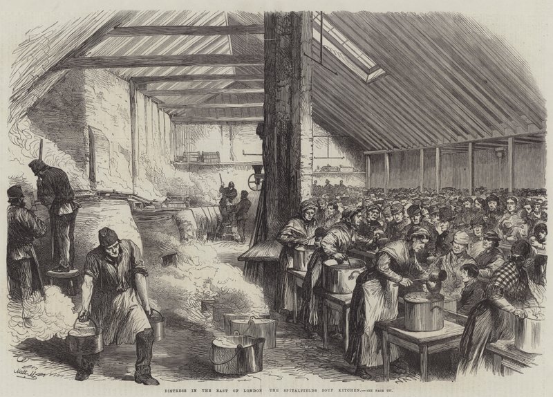 Distress we wschodnim Londynie, The Spitalfields Soup Kitchen (grawerunek) autorstwa English School