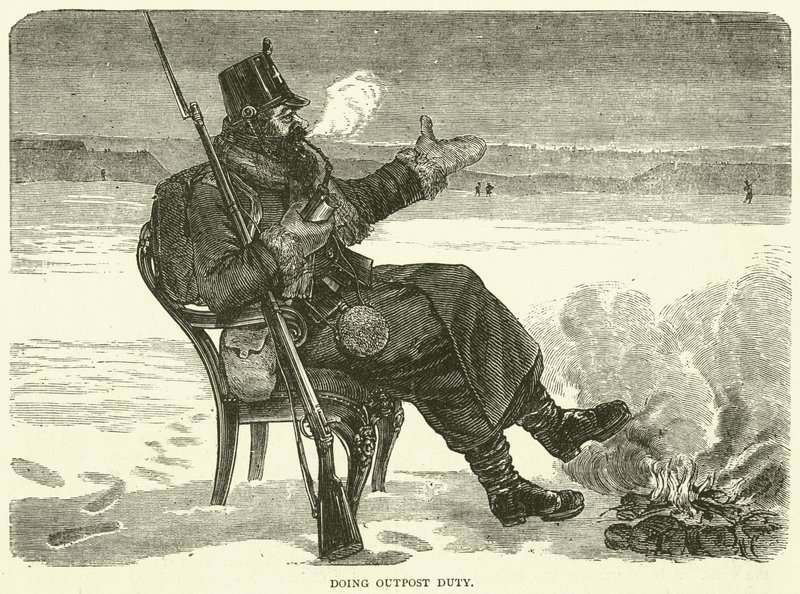Pełniąc służbę na posterunku, grudzień 1870 autorstwa English School