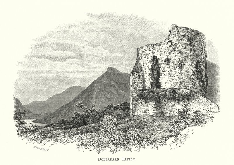 Zamek Dolbadarn (grawerowanie) autorstwa English School