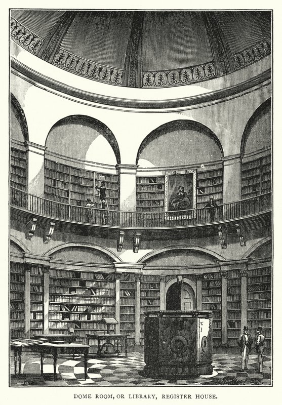Pokój Kopuła lub Biblioteka, Dom Rejestru (Grawerowanie) autorstwa English School