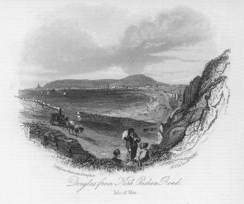 Douglas, z Kirk Onchan Road, Isle of Man (grawerowanie) autorstwa English School