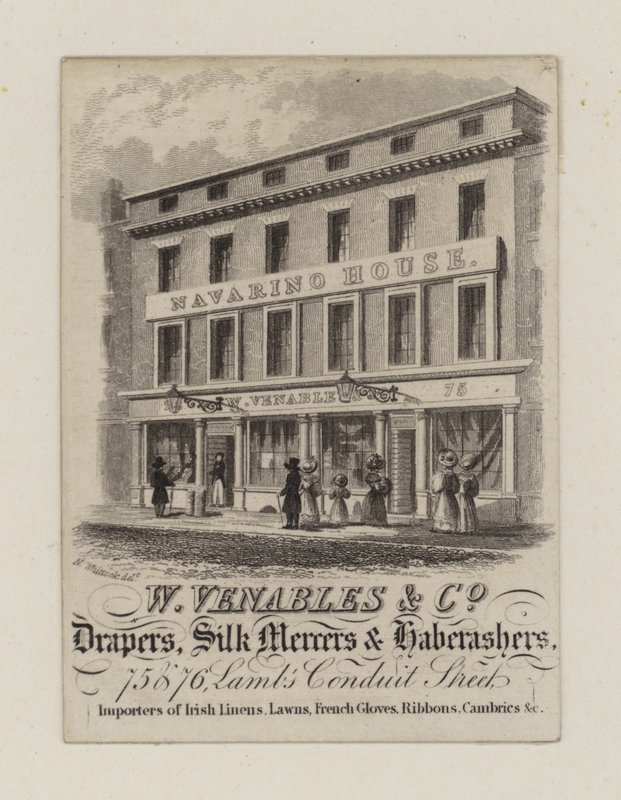 Drapers, W Venables & Co, karta handlowa autorstwa English School