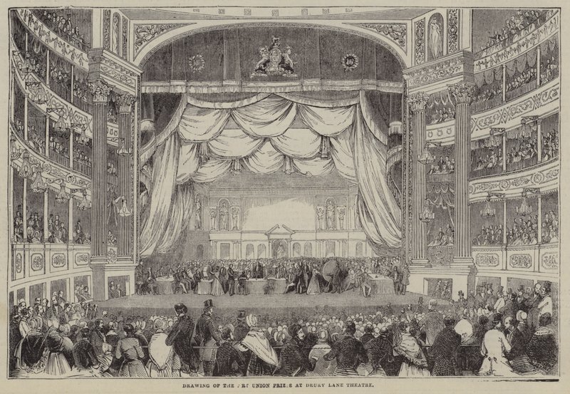 Rysunek przedstawiający nagrody Związku Artystycznego, Drury Lane Theatre, Londyn (grawerunek) autorstwa English School