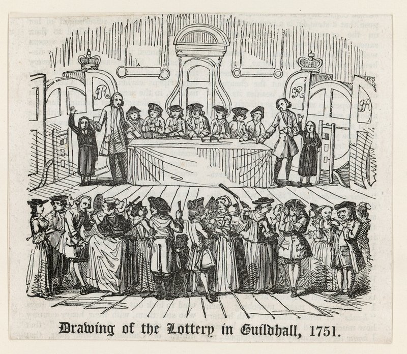 Rysunek loterii w Guildhall, 1751 autorstwa English School