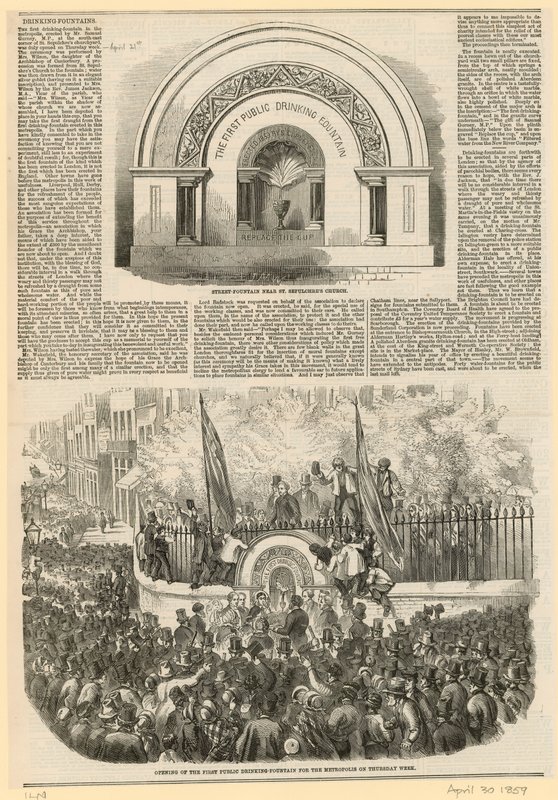 Fontanna do picia, przylegająca do kościoła St Sepulchres, Snow Hill autorstwa English School