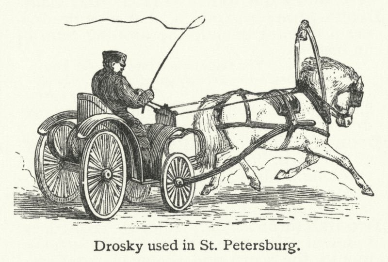 Drosky używany w Petersburgu (grawerunek) autorstwa English School