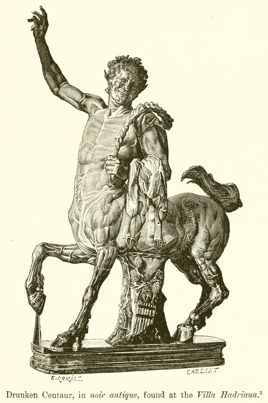 Drunken Centaur, w Noir Antique, znaleziony w Willi Hadriana autorstwa English School