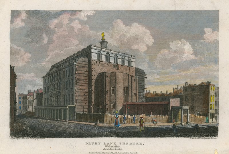 Teatr Drury Lane, Westminster, Londyn; spłonął w 1809 r. autorstwa English School
