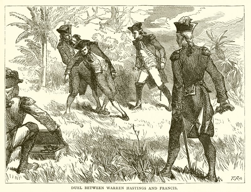 Pojedynek między Warren Hastings i Francis autorstwa English School