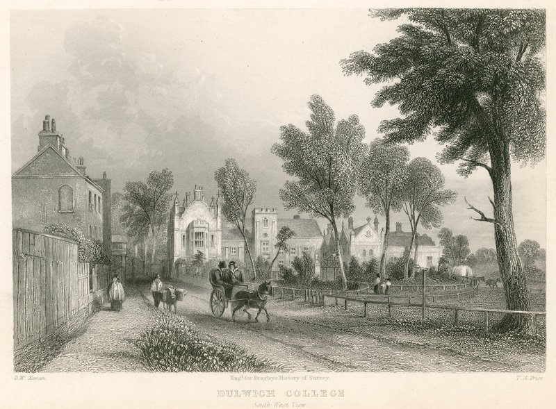 Dulwich College, Londyn, widok na południowy zachód autorstwa English School