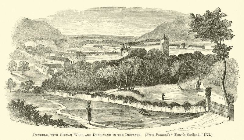 Dunkeld, z Birnam Wood i Dunsinane w oddali autorstwa English School