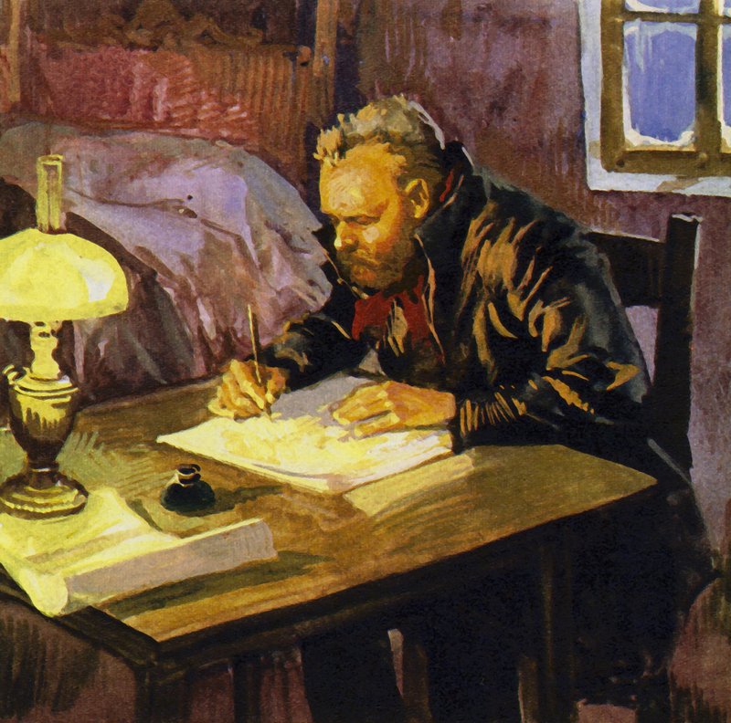 Dvorak pisał przez długie godziny w swoim nędznym mieszkaniu autorstwa English School