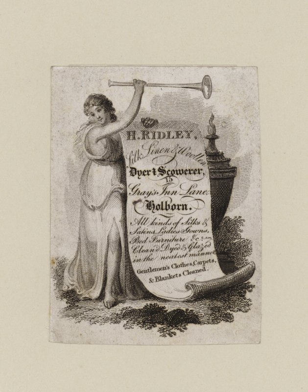 Dyer and Scowerer, H Ridley, karta handlowa autorstwa English School