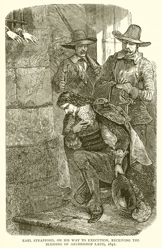 Earl Strafford, w drodze na egzekucję, otrzymujący błogosławieństwo arcybiskupa Lauda, 1641 autorstwa English School