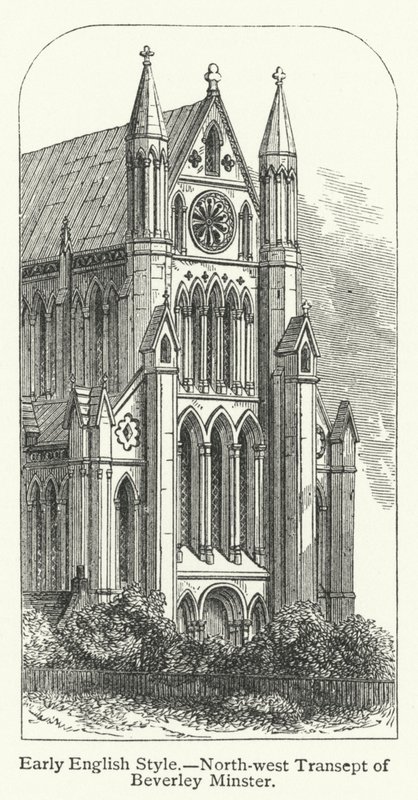 Wczesny styl angielski, północno-zachodni transept Beverley Minster (rycina) autorstwa English School