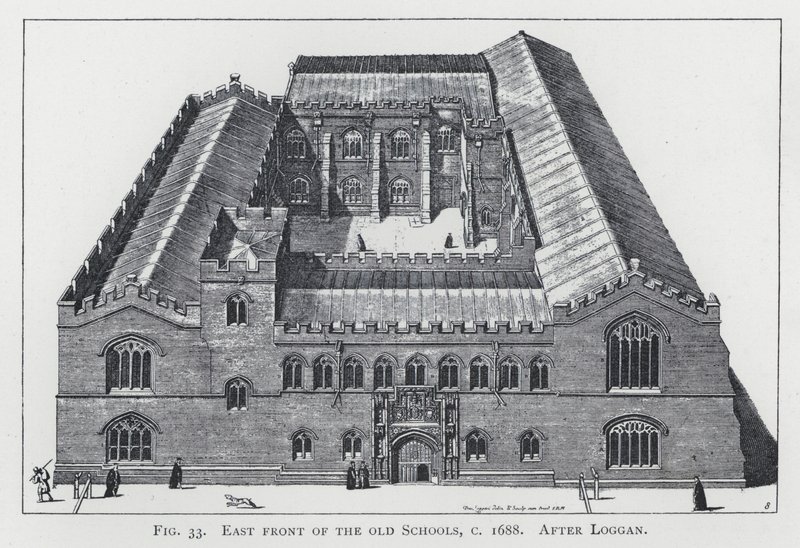 Wschodni front dawnych szkół, ok. 1688, po Loggan autorstwa English School