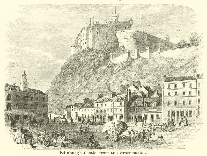 Zamek w Edynburgu, z Grassmarket autorstwa English School