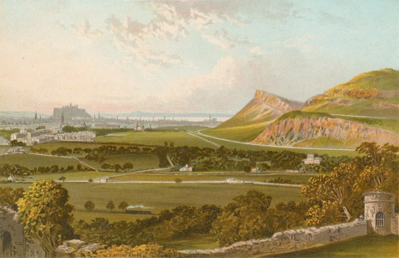 Edynburg z zamku Craigmillar autorstwa English School