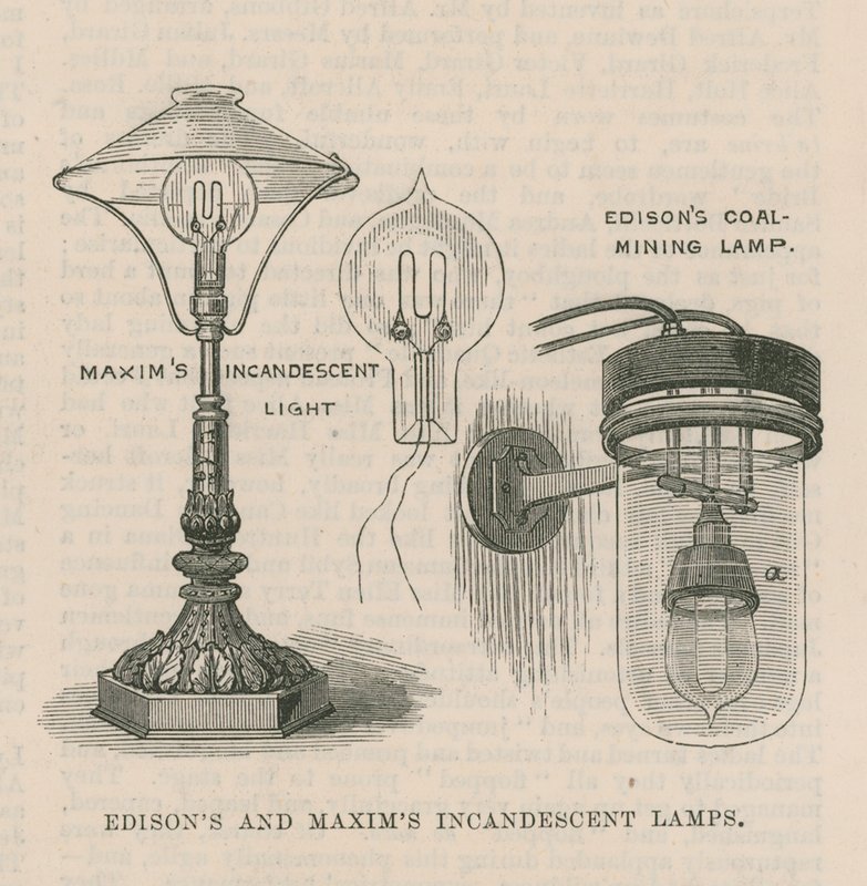 Żarówki Edison i Maxims autorstwa English School
