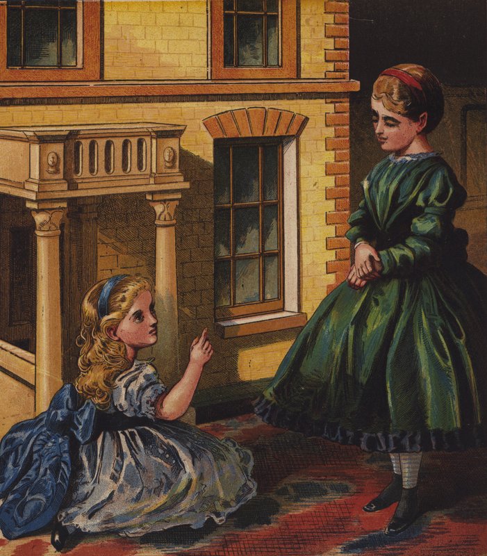 Edith and Millys Housekeeping (kolorowa litografia) autorstwa English School
