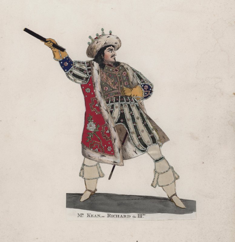 Edmund Kean jako król Ryszard III (kolorowe grawerowanie) autorstwa English School
