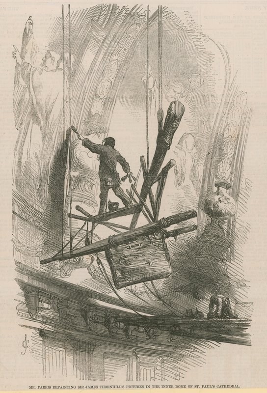 Edmund Thomas Parris odmalowuje wewnętrzną kopułę autorstwa English School