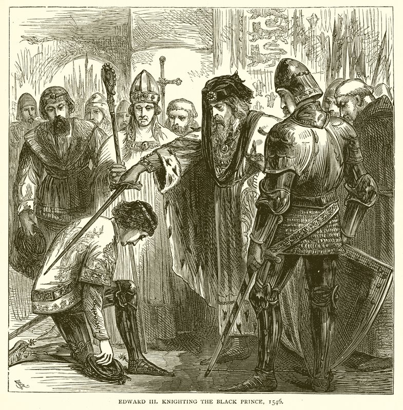 Edward III pasujący na rycerza Czarnego Księcia, 1546 autorstwa English School