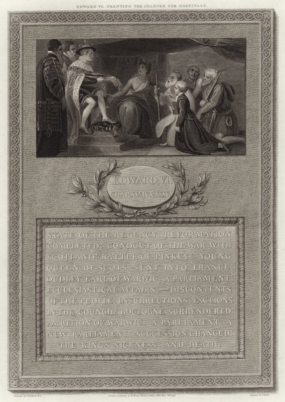 Edward VI nadający Kartę dla szpitali autorstwa English School