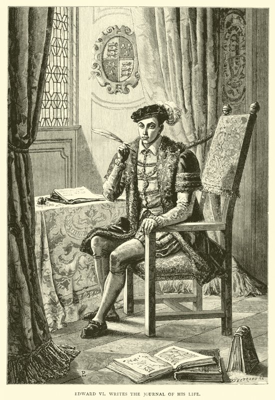Edward VI pisze dziennik swojego życia autorstwa English School