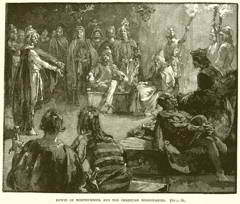 Edwin z Northumbrii i chrześcijańscy misjonarze autorstwa English School