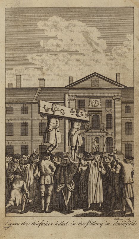 Egan złodziej zabity pod pręgierzem w Smithfield autorstwa English School