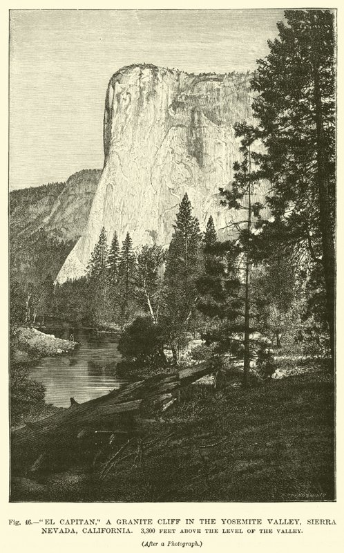 El Capitan, granitowy klif w dolinie Yosemite, Sierra Nevada w Kalifornii, 3300 stóp nad poziomem doliny autorstwa English School