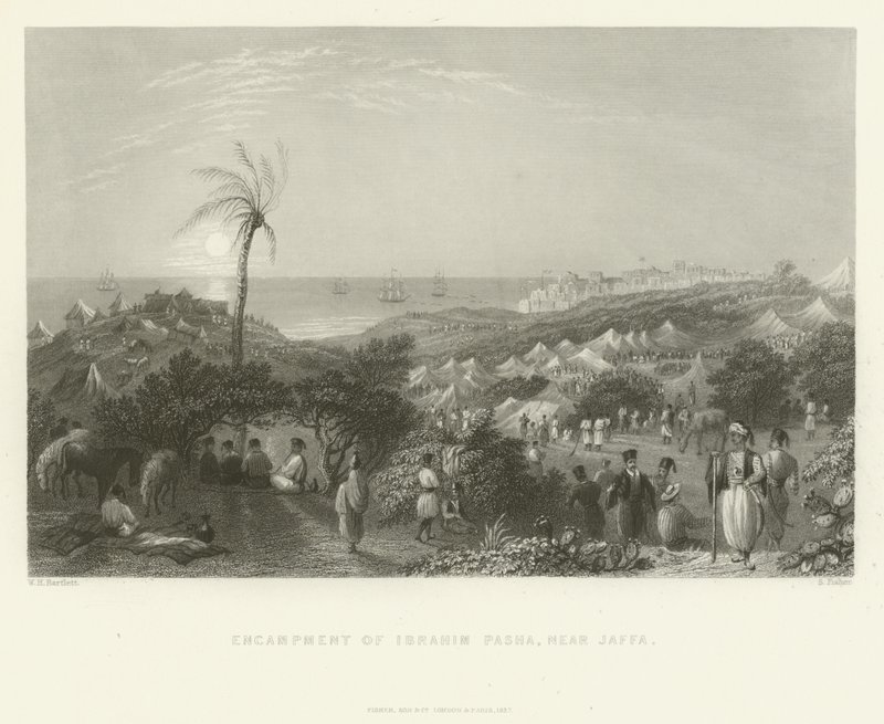 Obozowisko Ibrahima Paszy, niedaleko Jafy, 1837 autorstwa English School