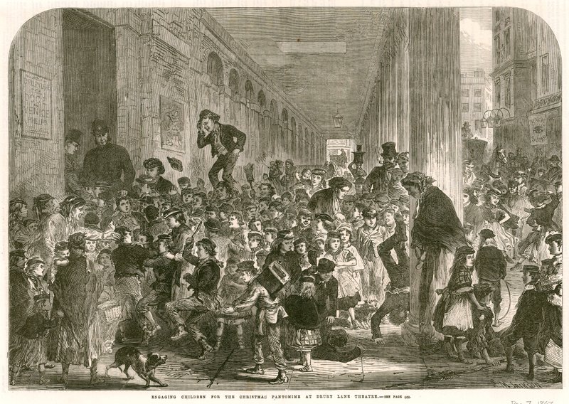 Angażowanie dzieci do bożonarodzeniowej pantomimy w Drury Lane Theatre w Londynie autorstwa English School