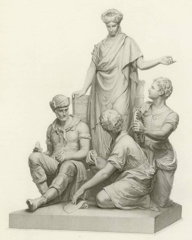 Inżynieria, Albert Memorial, Hyde Park, Londyn (grawerowanie) autorstwa English School