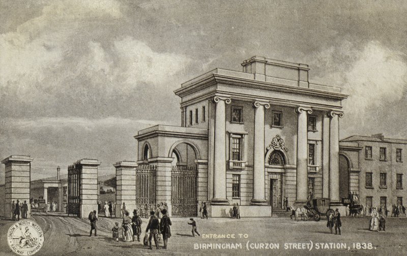 Wejście do stacji Birmingham (Curzon Street), 1838 autorstwa English School