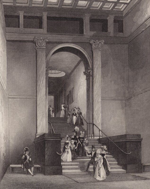 Wejście do National Gallery, Londyn (grafika) autorstwa English School