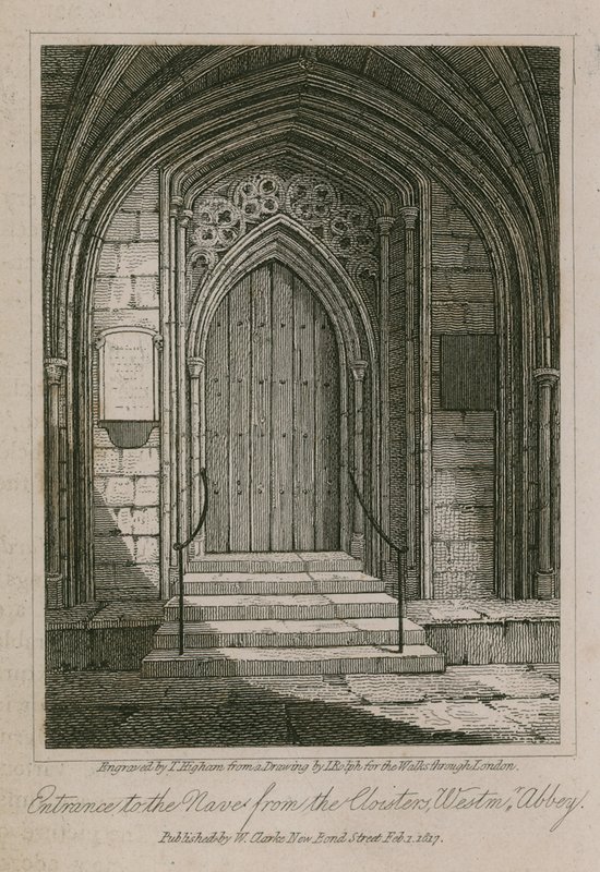 Wejście do nawy od Cloisters, Westminster Abbey, Londyn autorstwa English School