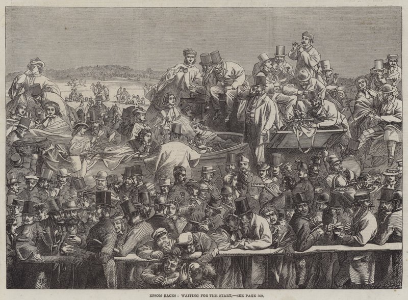 Epsom Races, czekając na Start (grawerunek) autorstwa English School