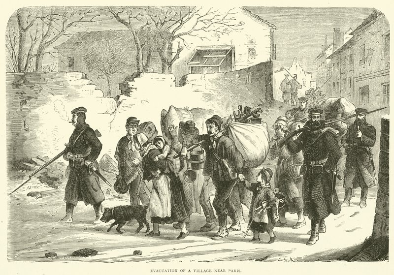 Ewakuacja wsi pod Paryżem, grudzień 1870 autorstwa English School