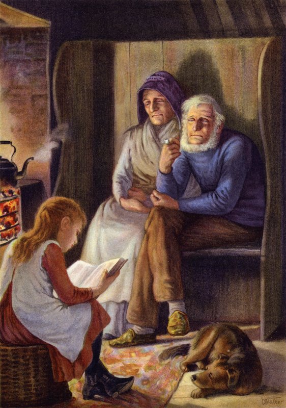 Wieczorny odpoczynek (kolorowa litografia) autorstwa English School