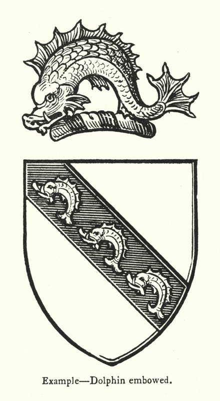 Przykład, embowed delfin (grawerowanie) autorstwa English School