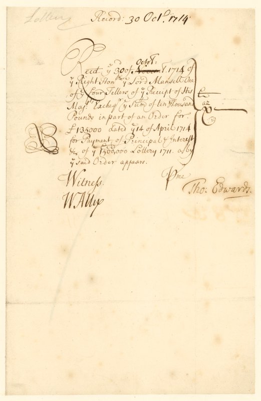 Paragon skarbowy na loterię 1711 autorstwa English School